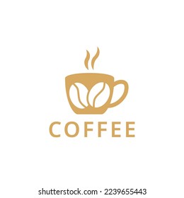 Coffee logo, Isolated coffee beans on white background