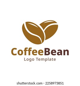 Logo del café, granos de café aislados sobre fondo blanco