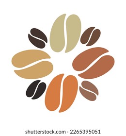 Coffee logo. Isolated coffe beans on white background