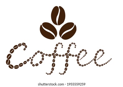 Coffee logo laid out from coffee beans. Vector illustration