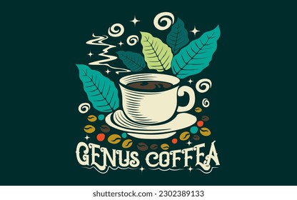 
Coffee logo with the Latin language Genus Coffea, cool retro vintage style, suitable for community or coffee shop logo designs and t-shirt screen printing