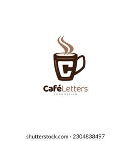 Coffee Logo of Letter C café shop icon restaurant bistro symbol beanery sign eatery emblem clipart