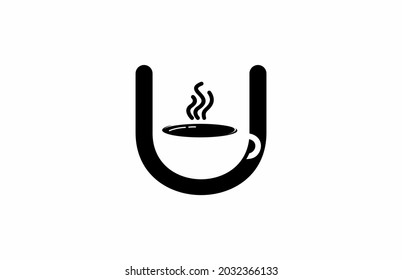 Letra con logotipo de café vector U