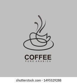 Coffee logo with line, Espresso icon, Coffee mug logo