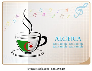 coffee logo made from the flag of Algeria 