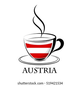 coffee logo made from the flag of Austria