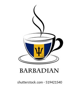 coffee logo made from the flag of Barbadian
