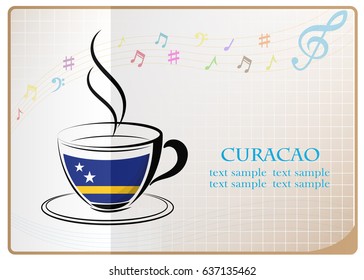 coffee logo made from the flag of Curacao