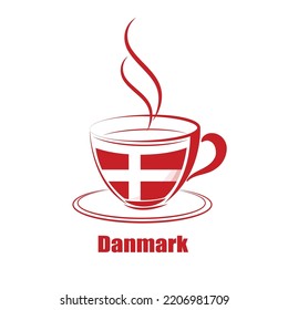 coffee logo made from the flag of Danmark