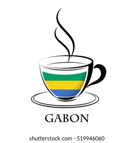 coffee logo made from the flag of  Gabon