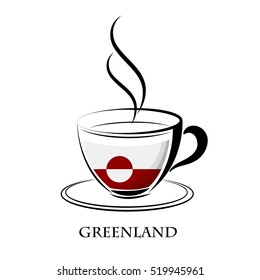 coffee logo made from the flag of Greenland