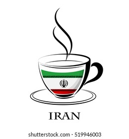 coffee logo made from the flag of Iran
