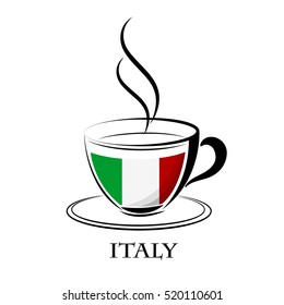 coffee logo made from the flag of Italy