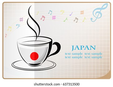 coffee logo made from the flag of Japan