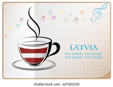 coffee logo made from the flag of Latvia