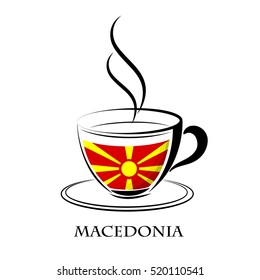 coffee logo made from the flag of Macedonia