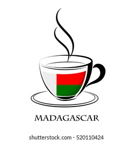coffee logo made from the flag of Madagascar
