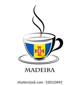 coffee logo made from the flag of Madeira