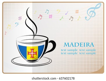 coffee logo made from the flag of Madeira