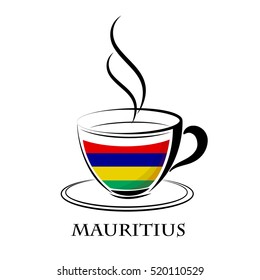 coffee logo made from the flag of Mauritius
