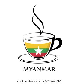 coffee logo made from the flag of Myanmar