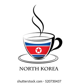 coffee logo made from the flag of North Korea