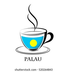coffee logo made from the flag of Palau
