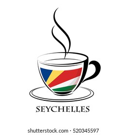 coffee logo made from the flag of Seychelles