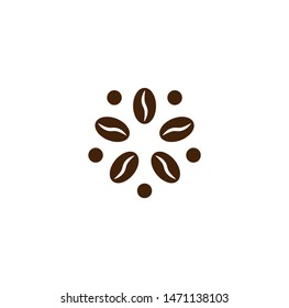 Coffee logo, modern concept. Coffee bean icon. Abstract energy drink logo template. Isolated vector emblem on blank background.