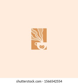Coffee Logo. Modern Icon Symbol Monochrome, Mono line, Minimalism vector logo for coffee shop. 