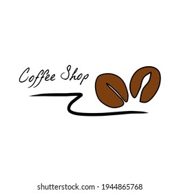 The coffee logo on a white background is perfect for a cafe brand