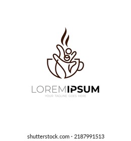 Logo del café con la combinación de diseño de personas, estilo de línea