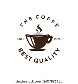 coffee logo. premium espresso icon. Cafe Latte hot drink cup symbol. barista coffee cup drink concept vector illustration.