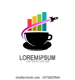 Coffee logo and rocket design with swoosh, Cafe, Restaurant logo