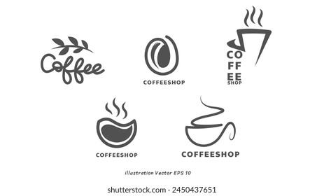 Coffee logo set handwriting , isolated on white Background ,Vector illustration EPS 10