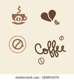 coffee logo set illustrations coffee heart and beans
