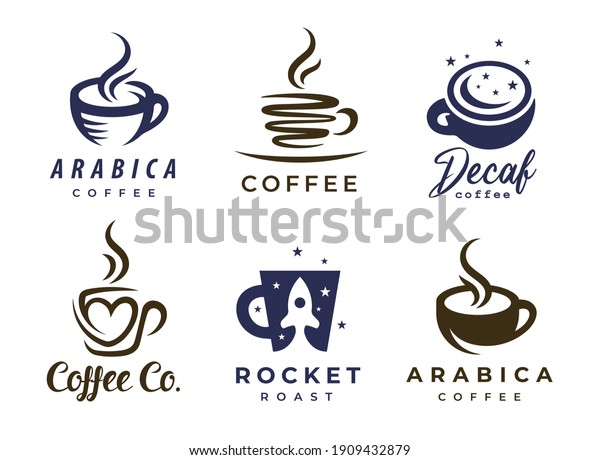 Coffee logo set. Premium espresso icons\
collection. Cafe Latte hot drink mug symbols. Concept barista\
coffee cup beverage vector\
illustrations.