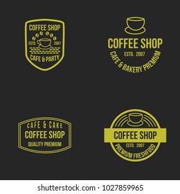 Coffee logo set vintage vector icon cafe shop element illustration emblem isolated retro