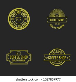 Coffee logo set vintage vector icon cafe shop element illustration emblem isolated retro