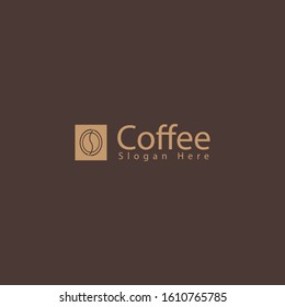 coffee logo with the shape of coffee bean in the box makes this design unique, modern, simple.