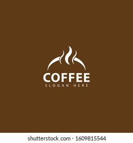 coffee logo with the shape of coffee beans and smoke above it makes this design unique, simple.