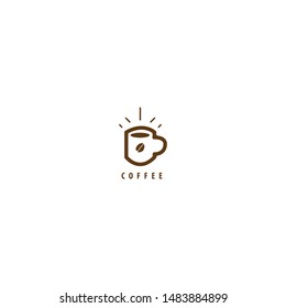 coffee logo in the shape of a glass and coffee beans and sparkle make this design modern, simple, unique.