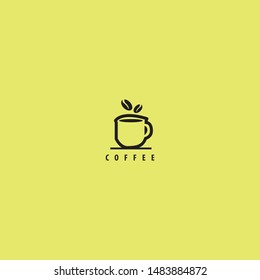 coffee logo in the shape of a glass and two coffee beans that make this design modern, simple, unique.