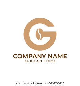 Coffee logo in the shape of letter C in negative space and letter G in full circle in modern and minimalist brown color