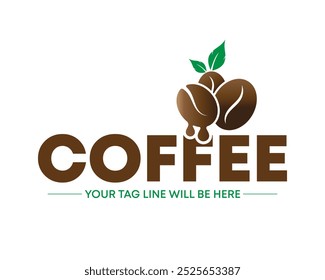 Logo de café, logotipo de la cafetería, Ilustración vectorial plana y mínima del logotipo del grano de café