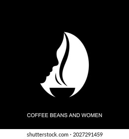 coffee logo silhouette, cup and woman.cafe logo vector illustration