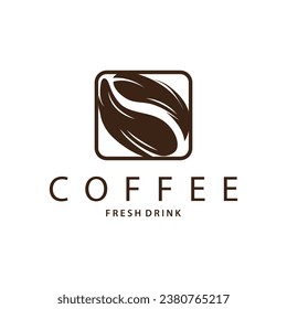 Coffee Logo, Simple Caffeine Drink Design from Coffee Beans, for Cafe, Bar, Restaurant or Product Brand Business