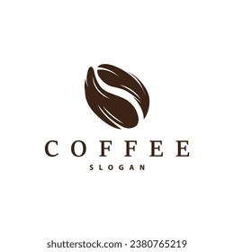 Coffee Logo, Simple Caffeine Drink Design from Coffee Beans, for Cafe, Bar, Restaurant or Product Brand Business