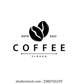 Coffee Logo, Simple Caffeine Drink Design from Coffee Beans, for Cafe, Bar, Restaurant or Product Brand Business