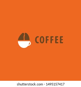 coffee logo with a simple shape and bright colors and the shape of a cup and a combination of coffee beans make this design. modern, unique, elegant.